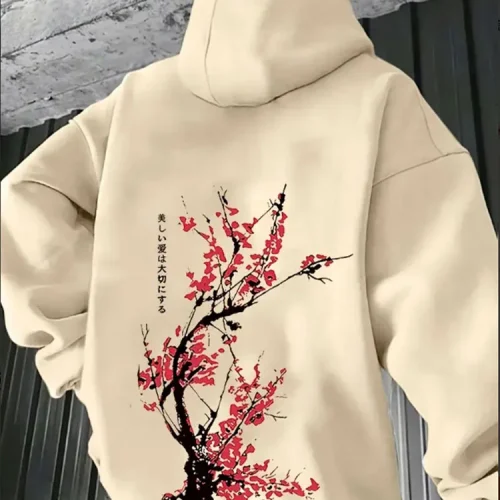 A Japanese streetwear Harajuku printed hoodie for men, a sporty, casual and fashionable autumn and winter sweatshirt top