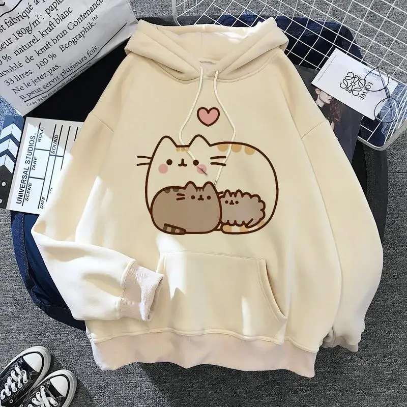 Women's cat hooded sweatshirt 2024 cartoon costume Korean Harajuku Kawai style oversized - Image 3